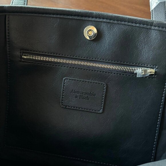Abercrombie & Fitch Black Vegan Leather Tote Bag NWT - Picture 11 of 12